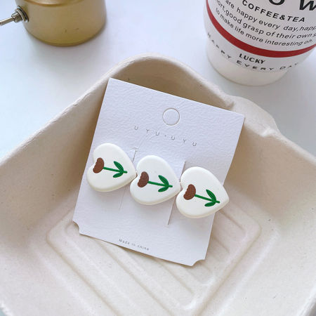 Picture of Plastic Hair Clips Creamy-White Heart Flower 1 Piece