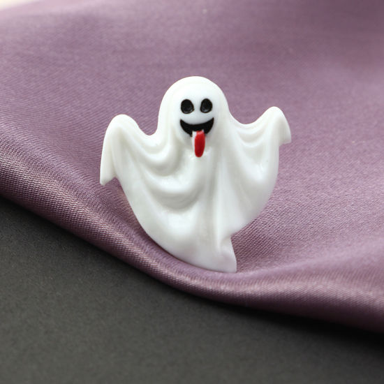 Picture of Resin Open Rings White Halloween Ghost 17mm(US Size 6.5), 1 Piece