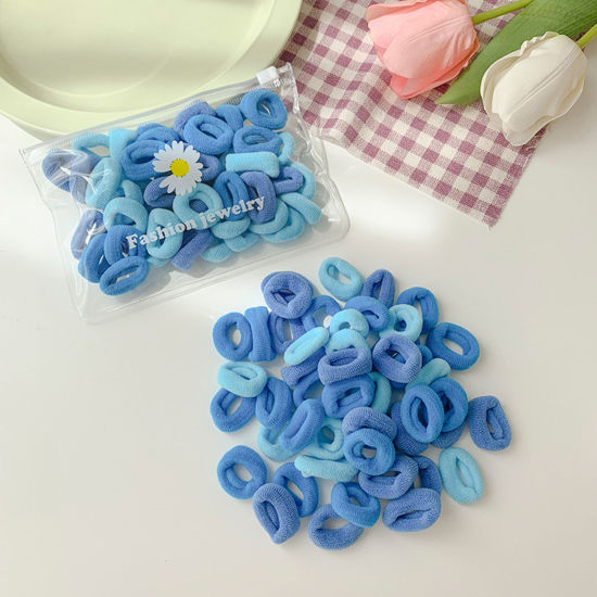 Picture of Fabric Hair Ties Band Blue Elastic 2cm Dia., 1 Packet ( 50PCs/Packet)