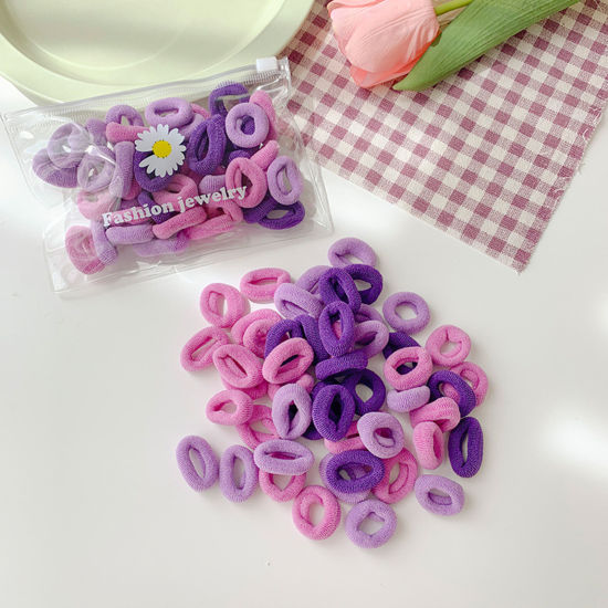 Picture of Fabric Hair Ties Band Purple Elastic 2cm Dia., 1 Packet ( 50PCs/Packet)