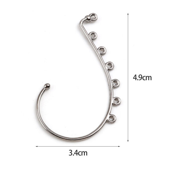 Image de Clip de Manchette d'Oreille sur les Boucles d'Oreilles Enveloppantes Argent Mat avec Boucle 5.9cm x 3.4cm, 4 Pcs