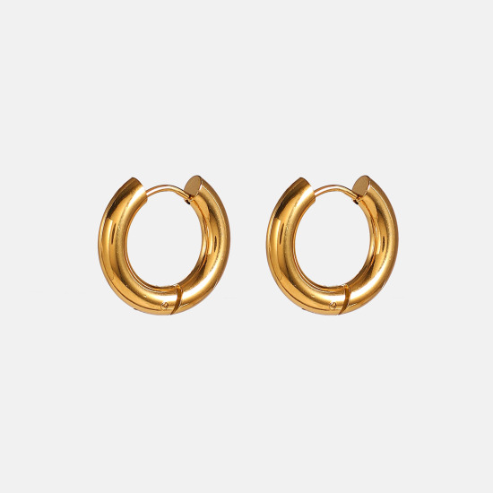 Immagine di 1 Paio Placcatura Sottovuoto Semplice & Casual Elegante Placcato Oro 18K 304 Acciaio Inossidabile Anello Orecchini Circolari Per Donne Festa 18.9mm x 12mm