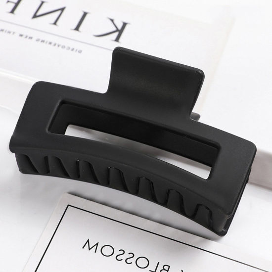 Bild von ABS Plastik Haarklammer Schwarz Rechteck Matt 8.5cm, 1 Stück