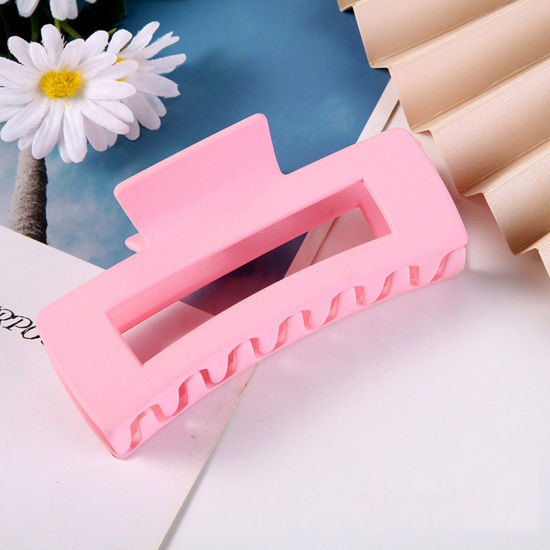 Picture of Plastic Hair Clips Pink Rectangle Frosted 10cm, 1 Piece