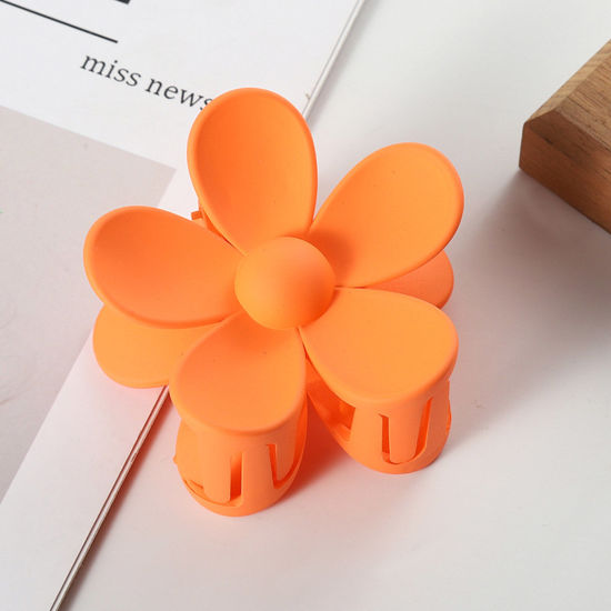 Picture of ABS Hair Clips Orange Flower 7cm x 7cm, 1 Piece