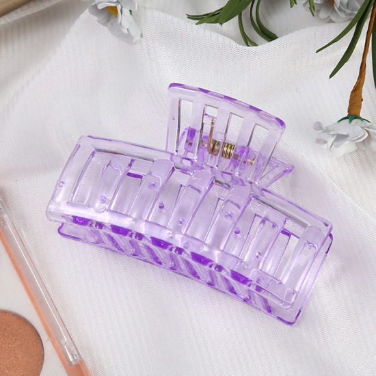 Picture of Plastic Hair Clips Purple Rectangle Hollow 8.5cm x 5cm, 1 Piece