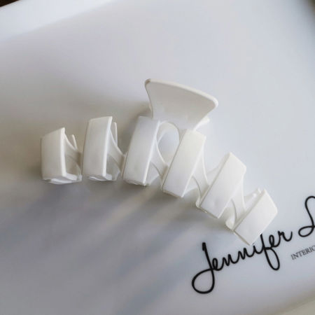 Picture of Plastic Hair Clips White Geometric Frosted 11cm x 5.5cm, 1 Piece