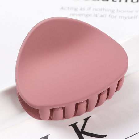 Picture of Plastic Hair Clips Pink Triangle Frosted 5.5cm x 4.2cm, 1 Piece