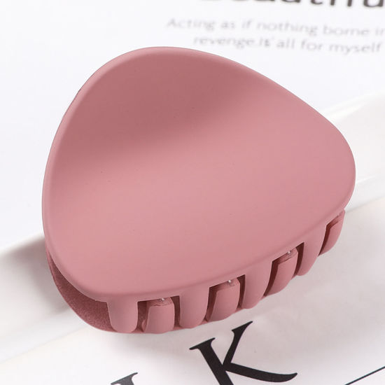 Imagen de Plástico Pinzas de pelo Rosado Triángulo Escarchado 5.5cm x 4.2cm, 1 Unidad