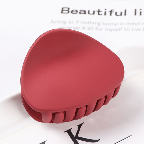 Imagen de Plástico Pinzas de pelo Rojo Triángulo Escarchado 5.5cm x 4.2cm, 1 Unidad