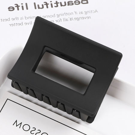 Picture of Resin Hair Clips Black Geometric Frosted 6.2cm x 4.5cm, 1 Piece