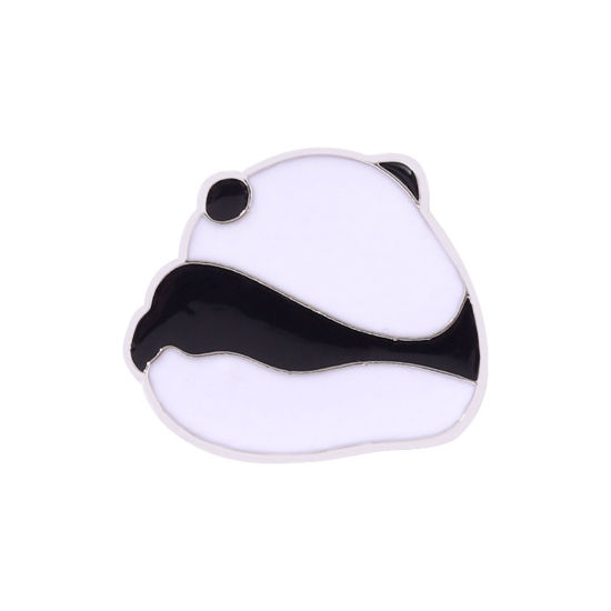 Imagen de Zamak Pin Broches Panda Negro & Blanco 24mm x 21mm, 1 Unidad