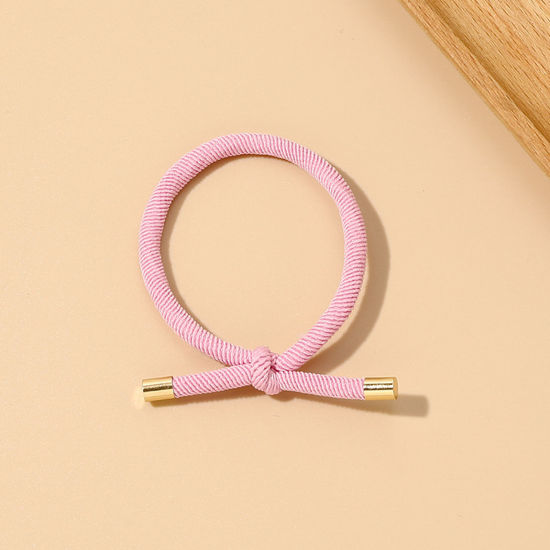 Bild von Stoff Haarhalter Rosa Knoten Elastisch 5.5cm D., 5 Stück