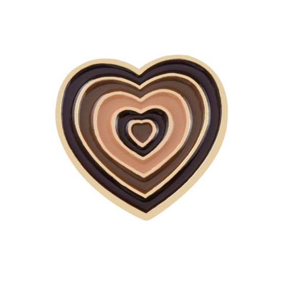 Imagen de Esmalte Pin Broches Corazón Negro Degradado de Color 22mm x 22mm, 1 Unidad