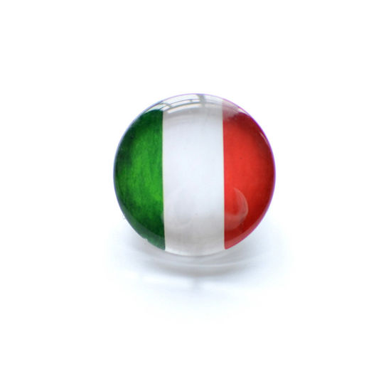 Picture of 1# Glass Pin Brooches Round National Flag Silver Tone 2.5cm Dia., 1 Piece