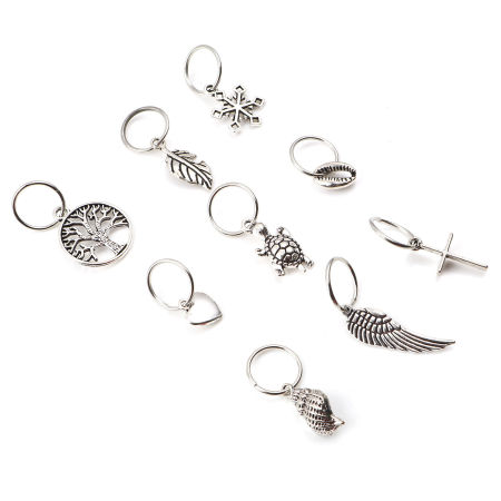 Zamak Cuentas Dreadlock para Trenzar el Cabello Ala Árbol Plata Antigua 4.2cm x 1.4cm - 2.3x1.4c, 1 Juego ( 10 Unidades/Juego)