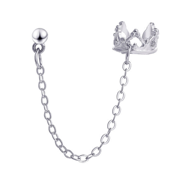 Picture of Stylish Ear Climbers/ Ear Crawlers Crown Silver Tone 7.2cm, 1 Piece