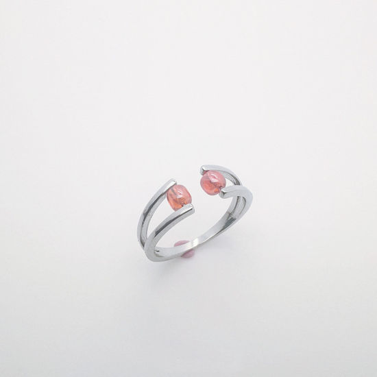 Bild von Kupfer Stress Entlastung Angst Fidget Spinner Offen Verstellbar Ring Silberfarbe Rosa Umdrehbar Rund 1.8cm, 1 Stück
