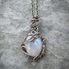 Picture of Boho Chic Bohemia Necklace Antique Silver Color Drop Leaf Imitation Opal 46cm(18 1/8") long, 1 Piece