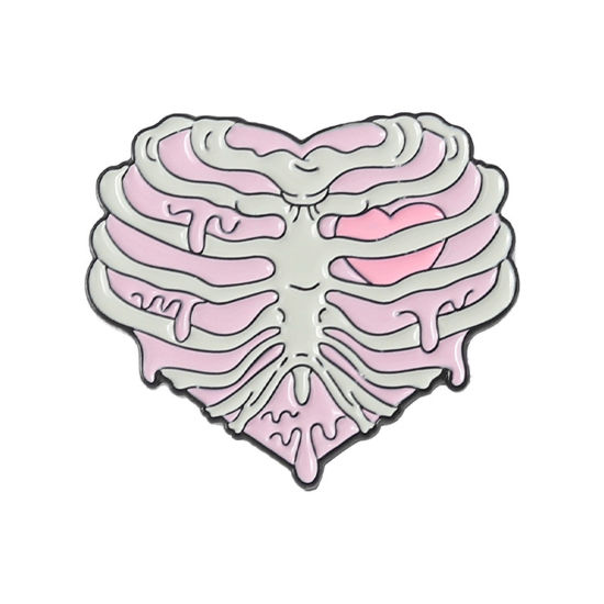 Picture of Halloween Pin Brooches Anatomical Human Heart Gray & Pink Enamel 2.8cm x 2.5cm, 1 Piece
