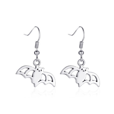 Bild von Halloween Fischhaken Ohrringe Antiksilber Halloween Fledermaus Hohl 3.3cm, 1 Paar