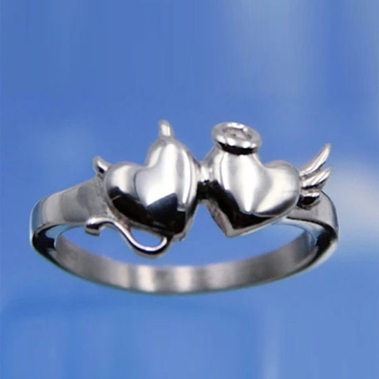 Bild von Retro Uneinstellbar Ring Antiksilber Engel Flügel 18mm (US Größe 7.75) - 17mm (US Größe 6.5), 1 Stück