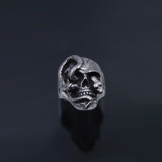 Bild von Punk Gothic Unverstellbare Ringe Antik Silber Farbe Totenkopf 17,3 mm (US-Größe 7), 1 Stück
