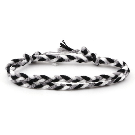 Picture of Cotton & Linen Ethnic Waved String Braided Friendship Bracelets Multicolor Tassel Adjustable 16cm - 18cm long