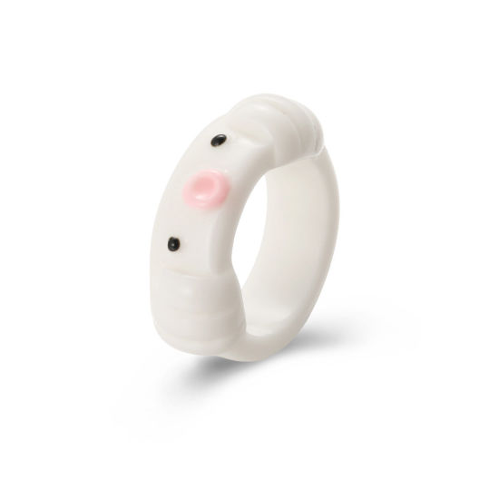 Picture of Resin Cute Unadjustable Rings White Octopus 17mm(US Size 6.5), 1 Piece