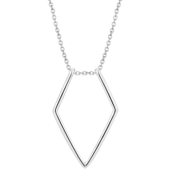 Bild von Einfache Ringhalter-Halskette aus Kupfer, silberfarben, geometrisch, 45 cm lang, 1 Stück