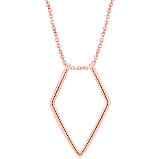 Bild von Einfache Ringhalter-Halskette aus Kupfer, Roségold, geometrisch, 45 cm lang, 1 Stück