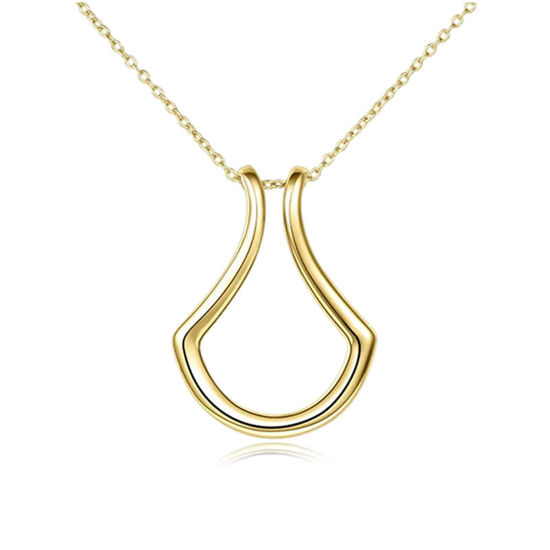 Bild von Einfache Ringhalter-Halskette aus Kupfer, vergoldet, geometrisch, 45 cm lang, 1 Stück
