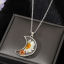 Picture of Resin Handmade Resin Jewelry Real Flower Pendant Necklace Silver Tone White & Orange Half Moon Daisy Flower 50cm(19 5/8") long, 1 Piece