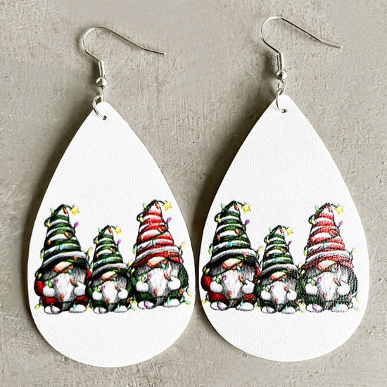Picture of PU Leather Christmas Earrings Multicolor Drop Faceless Gnome Elf 8.5cm, 1 Pair