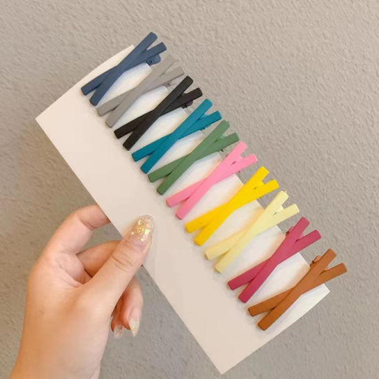 Image de Pinces à Cheveux Élégant Forme de X Multicolore 7cm x 2cm, 1 Kit ( 10 Pcs/Kit)