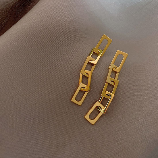 Bild von Retro Quaste Ohrringe Gliederkette Vergoldet 6cm x 0.9cm, 1 Paar