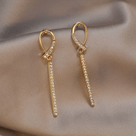 Picture of Stylish Earrings Gold Plated Strip Tassel 6cm, 1 Pair
