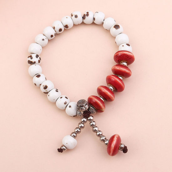 Picture of Ceramic Ethnic Dainty Bracelets Delicate Bracelets Beaded Bracelet Adjustable 18cm(7 1/8") long, 1 Piece