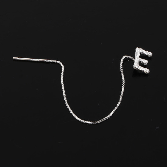 Image de Boucles d'Oreilles Chaîne Élégant en Cuivre Plaqué Platine Lettre Mots " E " 9cm, 1 Pièce