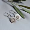 Imagen de 1 Par Elegante Pendientes Plata Antigua Rosado Disco Ojo de Gato Imitación 3cm