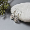 Imagen de 1 Par Elegante Pendientes Plata Antigua Rosado Disco Ojo de Gato Imitación 3cm