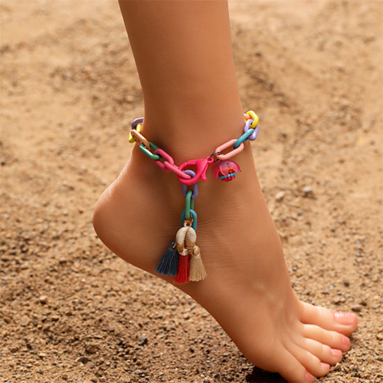 Picture of Resin Boho Chic Bohemia Anklet Tassel Shell 27cm long, 1 Piece