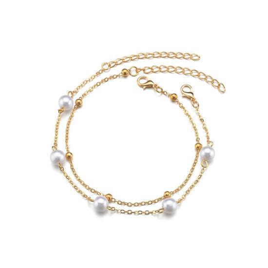 Image de Ensemble de Bracelet de Cheville Style Bohème Imitation Perles 22cm long, 1 Kit ( 2 Pcs/Kit)