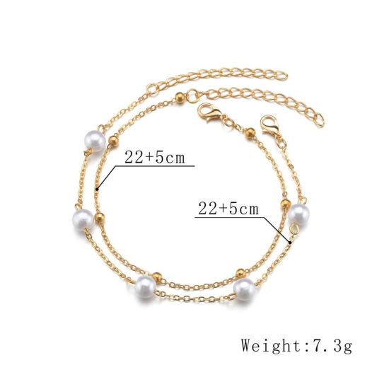 Image de Ensemble de Bracelet de Cheville Style Bohème Imitation Perles 22cm long, 1 Kit ( 2 Pcs/Kit)
