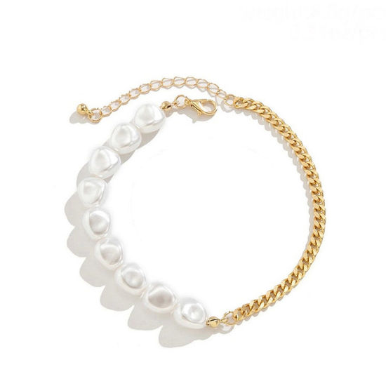 Picture of Resin Stylish Anklet Gold Plated Irregular Imitation Pearl 20cm(7 7/8") long, 1 Piece