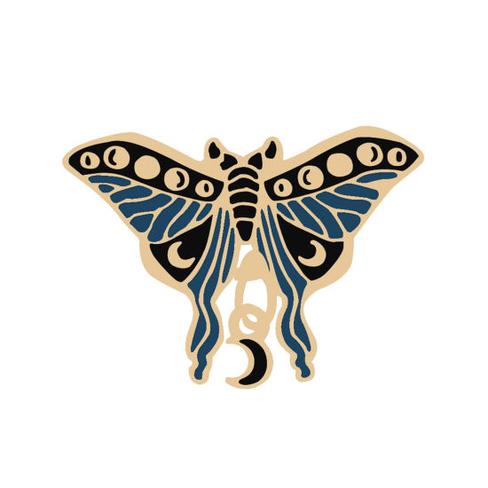 Immagine di Insetto Spilla Farfalla Blu Nero Smalto 3cm x 2.2cm, 1 Pz