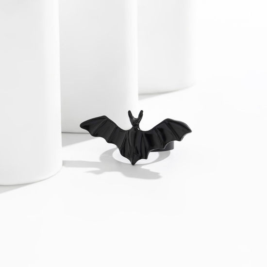 Picture of Gothic Open Rings Black Halloween Bat Animal 17mm(US Size 6.5), 1 Piece