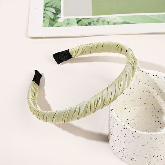 Picture of Polyester Simple Headband Hair Hoop Grass Green 13cm， 1 Piece