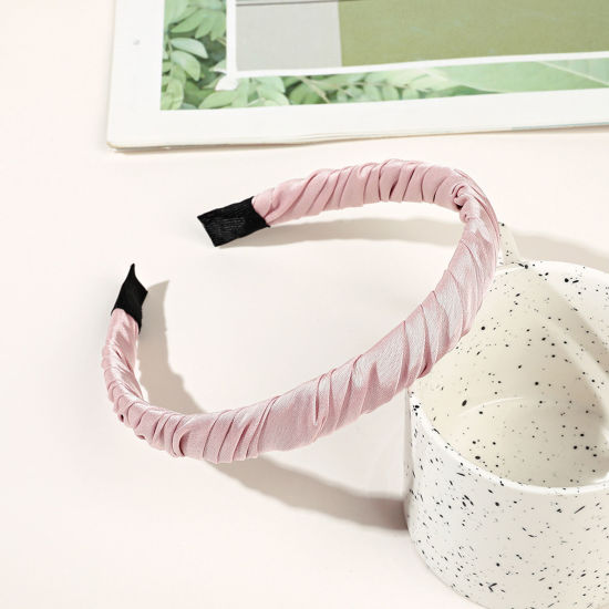 Picture of Polyester Simple Headband Hair Hoop Pink 13cm， 1 Piece