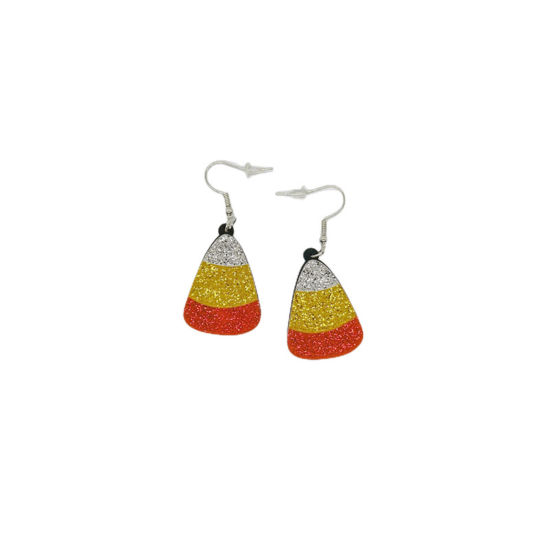 Picture of Acrylic Halloween Earrings Multicolor Candy 4cm, 1 Pair